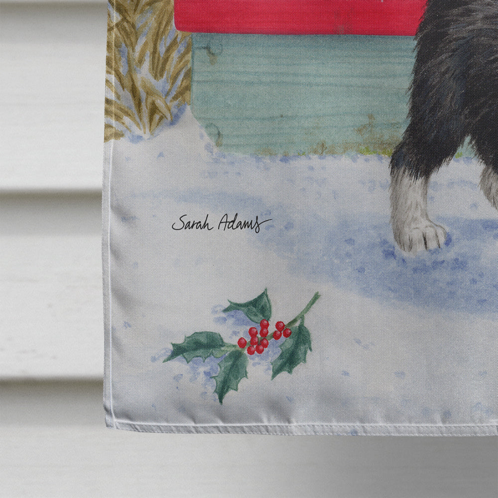 Christmas Border Collie Pups House Flag 28x40 Porch Sleeve Pole Decorative Outside Yard Banner Artwork Wall Hanging, Polyester