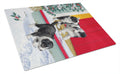 Christmas Border Collie Pups Cutting Board Tempered Glass Kitchen Cutting Surface, Heat Resistant Chopping, Non-Slip Feet, Food Prep & Serving