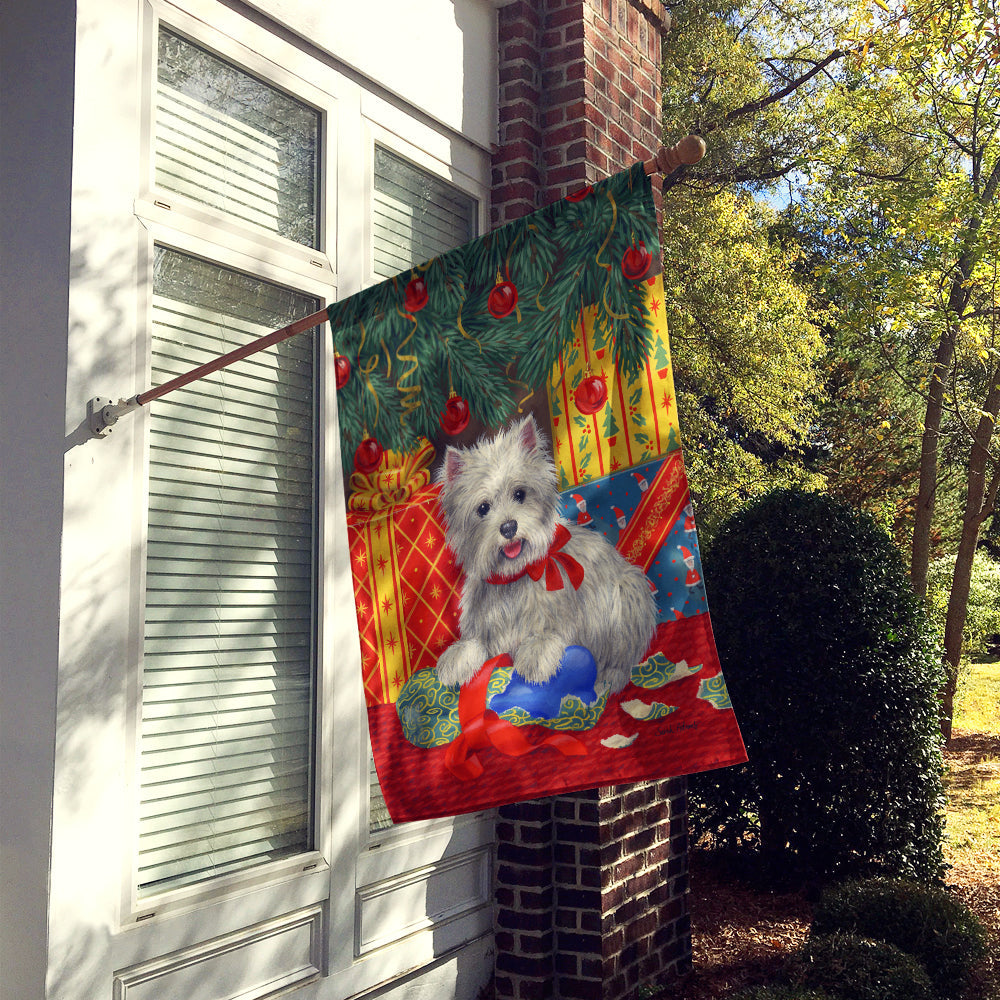Westie Christmas Packages House Flag 28x40 Porch Sleeve Pole Decorative Outside Yard Banner Artwork Wall Hanging, Polyester