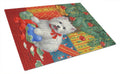 Westie Christmas Packages Cutting Board Tempered Glass Kitchen Cutting Surface, Heat Resistant Chopping, Non-Slip Feet, Food Prep & Serving