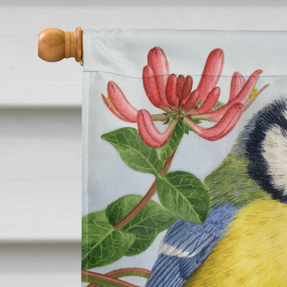 Eurasian Blue Tits at feeding time House Flag 28x40 Porch Sleeve Pole Decorative Outside Yard Banner Artwork Wall Hanging, Polyester