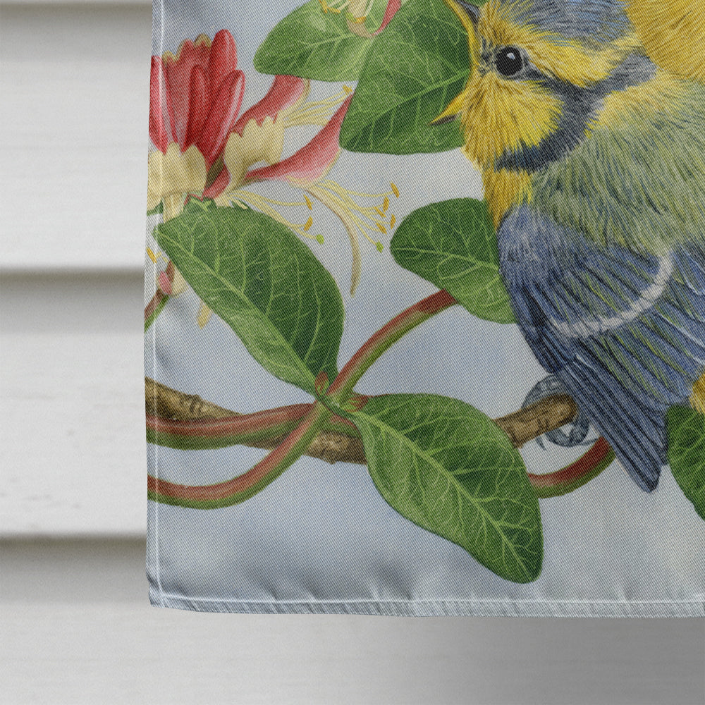 Eurasian Blue Tits at feeding time House Flag 28x40 Porch Sleeve Pole Decorative Outside Yard Banner Artwork Wall Hanging, Polyester