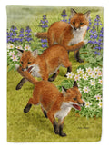 Fox Cubs House Flag 28x40 Porch Sleeve Pole Decorative Outside Yard Banner Artwork Wall Hanging, Polyester