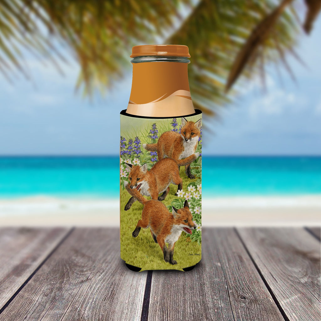 Fox Cubs Slim Can Hugger , Insulated Foam Hugger for 12 oz Slim Cans, Beer Bottles & Water Bottles, Printed in USA