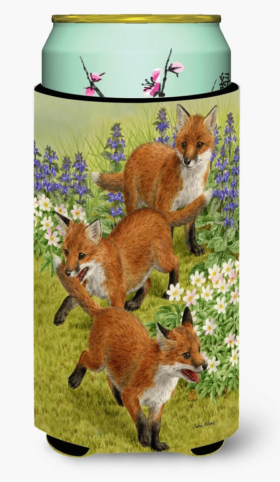Fox Cubs Tall Boy Hugger Can Cooler Sleeve Machine Washable Drink Collapsible Insulator Beverage Insulated Holder