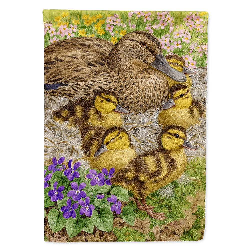 Female Mallard Duck and Ducklings House Flag 28x40 Porch Sleeve Pole Decorative Outside Yard Banner Artwork Wall Hanging, Polyester