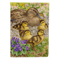 Female Mallard Duck and Ducklings House Flag 28x40 Porch Sleeve Pole Decorative Outside Yard Banner Artwork Wall Hanging, Polyester