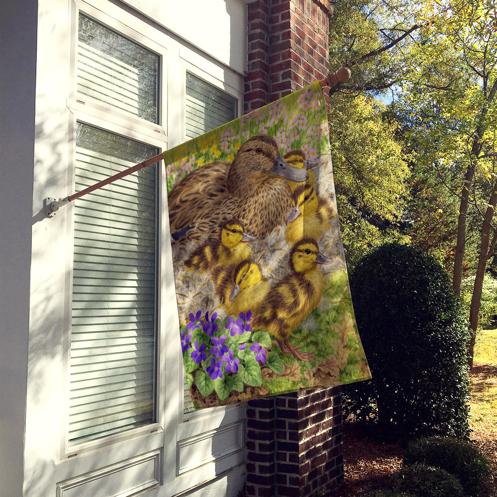 Female Mallard Duck and Ducklings House Flag 28x40 Porch Sleeve Pole Decorative Outside Yard Banner Artwork Wall Hanging, Polyester