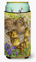 Female Mallard Duck and Ducklings Tall Boy Hugger Can Cooler Sleeve Machine Washable Drink Collapsible Insulator Beverage Insulated Holder