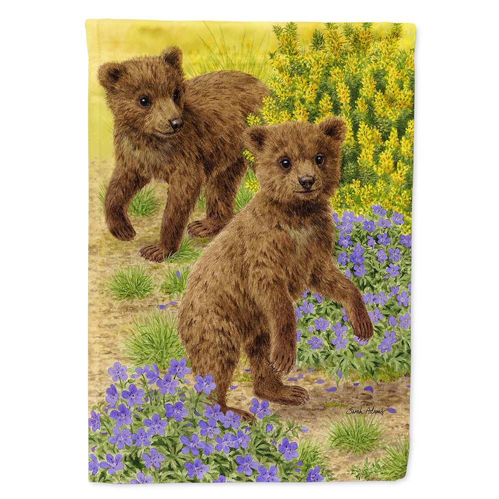 Bear Cubs House Flag 28x40 Porch Sleeve Pole Decorative Outside Yard Banner Artwork Wall Hanging, Polyester