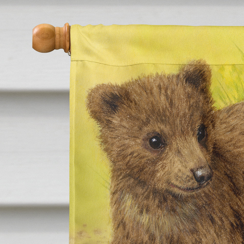 Bear Cubs House Flag 28x40 Porch Sleeve Pole Decorative Outside Yard Banner Artwork Wall Hanging, Polyester