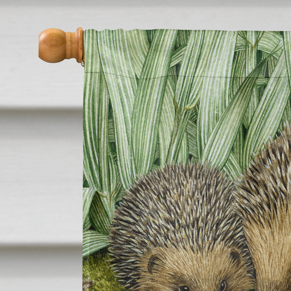 Hedgehogs in the Flower Pot House Flag 28x40 Porch Sleeve Pole Decorative Outside Yard Banner Artwork Wall Hanging, Polyester