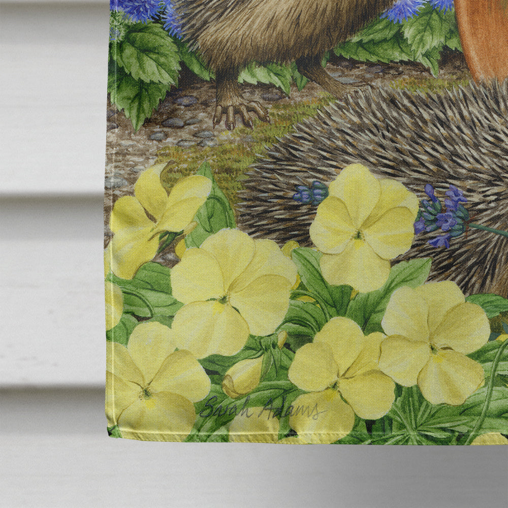 Hedgehogs in the Flower Pot House Flag 28x40 Porch Sleeve Pole Decorative Outside Yard Banner Artwork Wall Hanging, Polyester