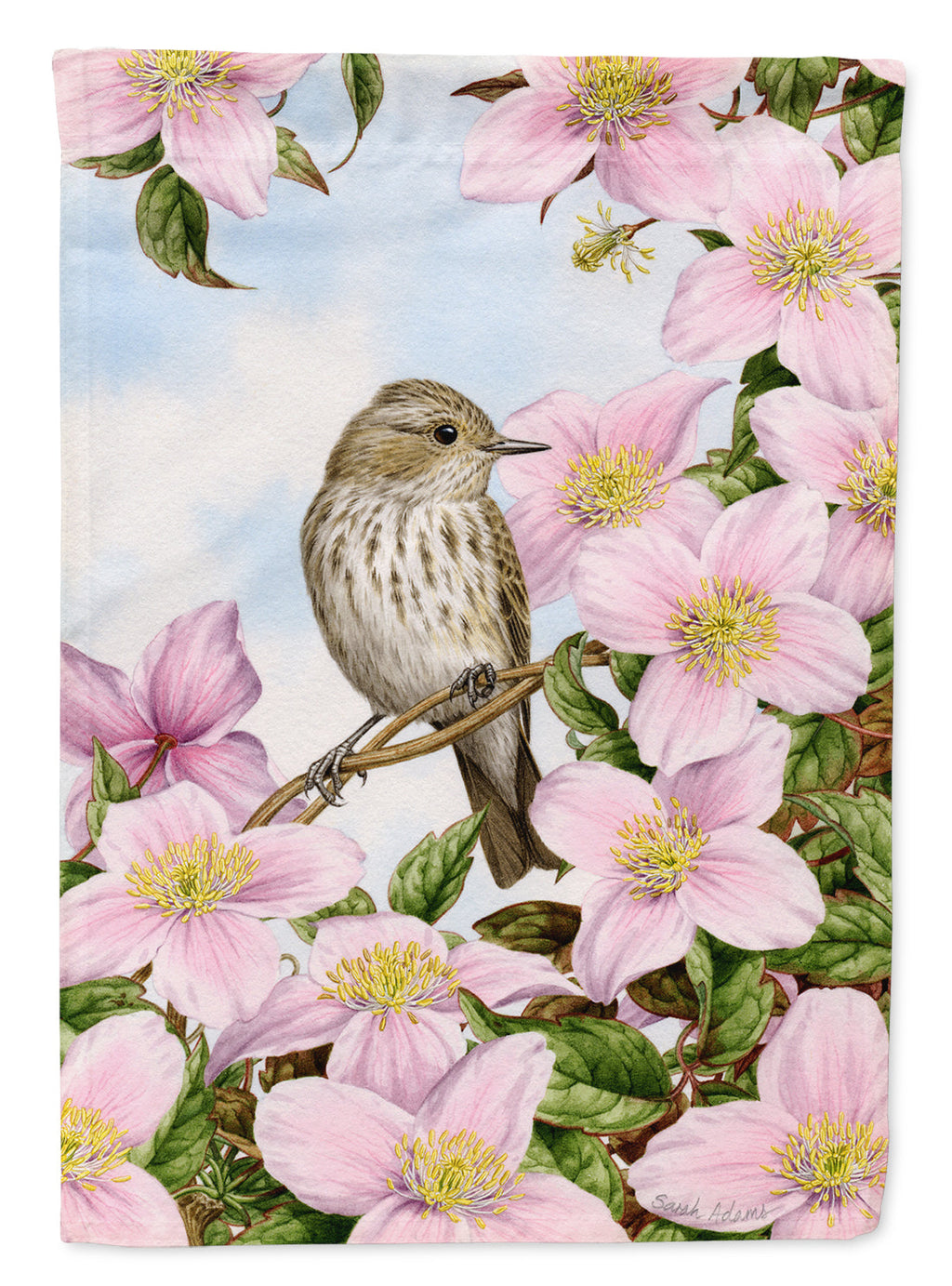 Spotted Flycatcher House Flag 28x40 Porch Sleeve Pole Decorative Outside Yard Banner Artwork Wall Hanging, Polyester