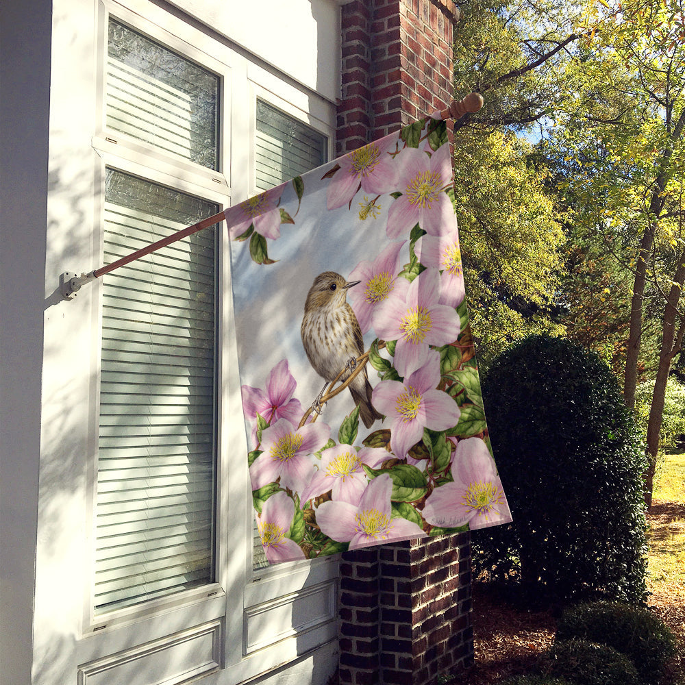 Spotted Flycatcher House Flag 28x40 Porch Sleeve Pole Decorative Outside Yard Banner Artwork Wall Hanging, Polyester