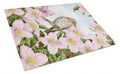 Spotted Flycatcher Cutting Board Tempered Glass Kitchen Cutting Surface, Heat Resistant Chopping, Non-Slip Feet, Food Prep & Serving