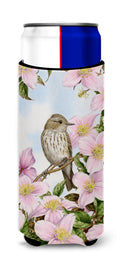 Spotted Flycatcher Slim Can Hugger , Insulated Foam Hugger for 12 oz Slim Cans, Beer Bottles & Water Bottles, Printed in USA
