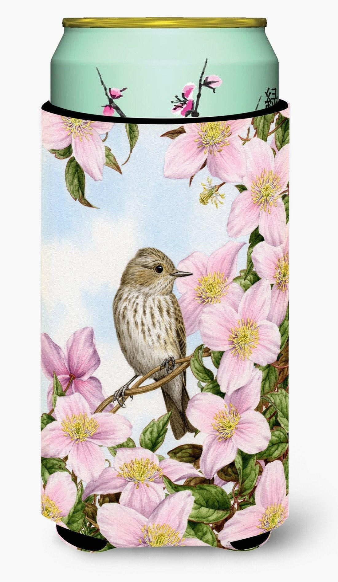 Spotted Flycatcher Tall Boy Hugger Can Cooler Sleeve Machine Washable Drink Collapsible Insulator Beverage Insulated Holder