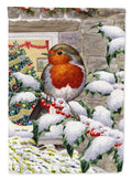 European Robin at the Window House Flag 28x40 Porch Sleeve Pole Decorative Outside Yard Banner Artwork Wall Hanging, Polyester
