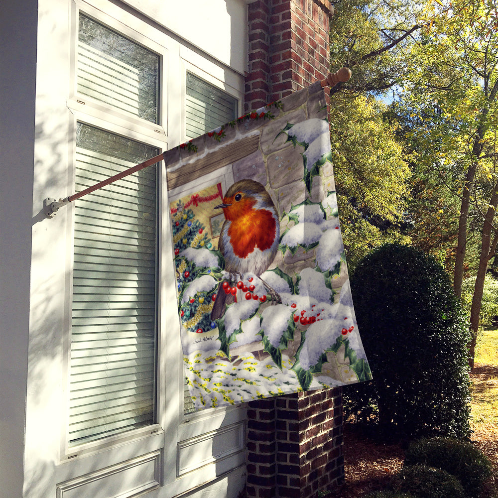 European Robin at the Window House Flag 28x40 Porch Sleeve Pole Decorative Outside Yard Banner Artwork Wall Hanging, Polyester