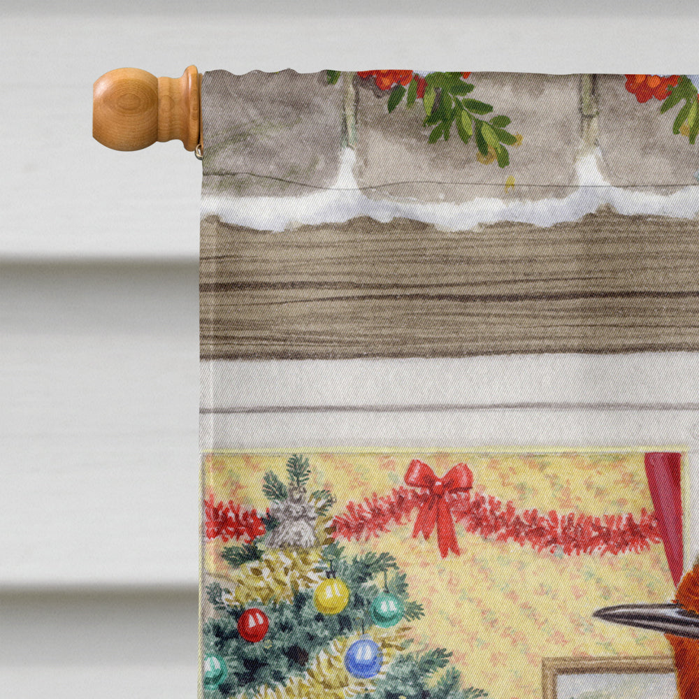 European Robin at the Window House Flag 28x40 Porch Sleeve Pole Decorative Outside Yard Banner Artwork Wall Hanging, Polyester