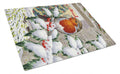 European Robin at the Window Cutting Board Tempered Glass Kitchen Cutting Surface, Heat Resistant Chopping, Non-Slip Feet, Food Prep & Serving