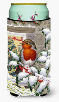 European Robin at the Window Tall Boy Hugger Can Cooler Sleeve Machine Washable Drink Collapsible Insulator Beverage Insulated Holder