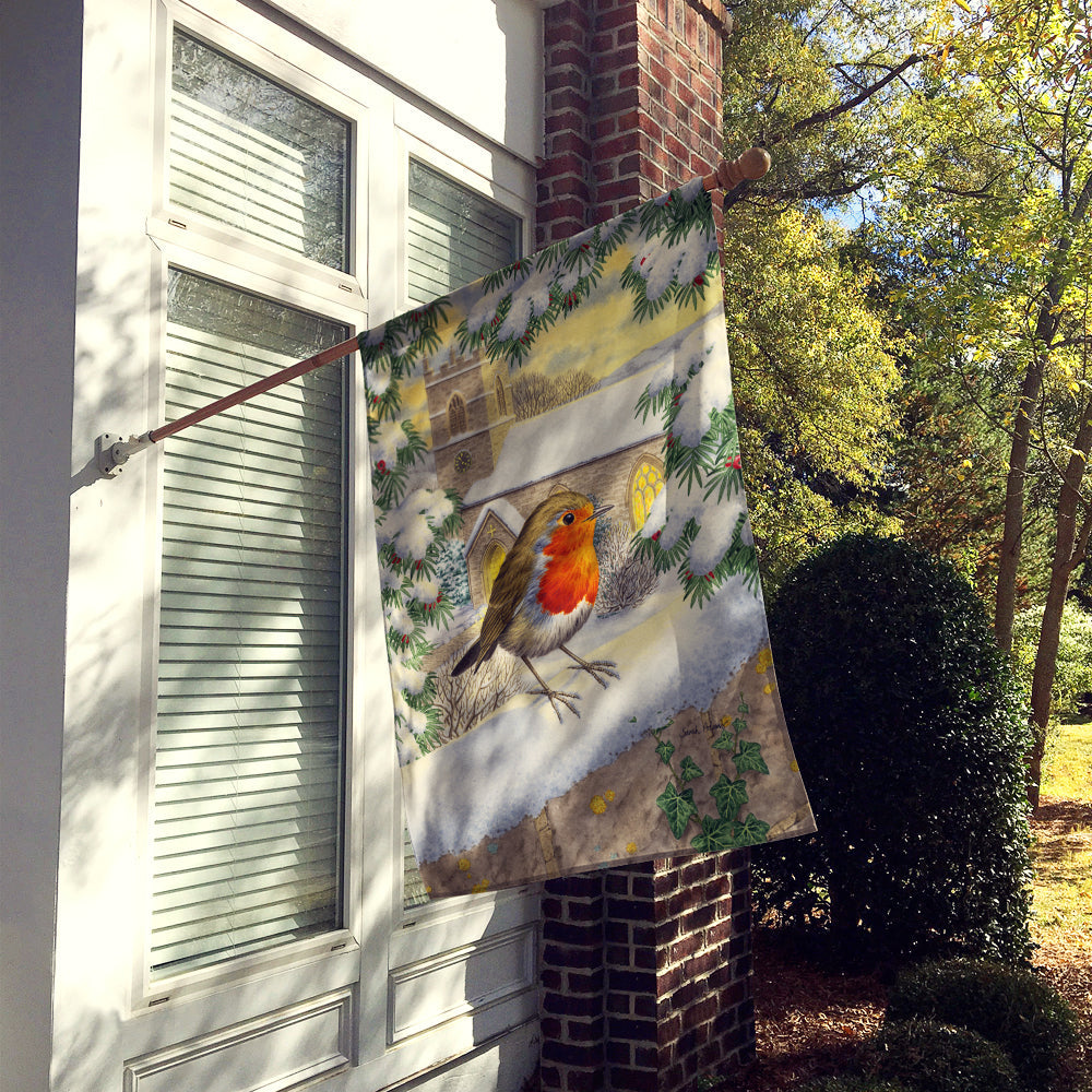 European Robin Waiting House Flag 28x40 Porch Sleeve Pole Decorative Outside Yard Banner Artwork Wall Hanging, Polyester