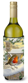 European Robin Waiting Wine Bottle Hugger Gift Sleeve for Standard 750 ml Bottles, Insulated Reusable Also Fits Mini Shot & Pint Bottles