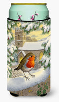 European Robin Waiting Tall Boy Hugger Can Cooler Sleeve Machine Washable Drink Collapsible Insulator Beverage Insulated Holder