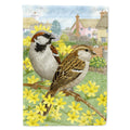 House Sparrows House Flag 28x40 Porch Sleeve Pole Decorative Outside Yard Banner Artwork Wall Hanging, Polyester