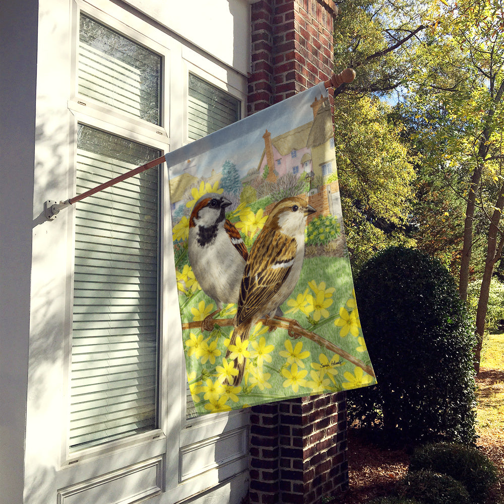 House Sparrows House Flag 28x40 Porch Sleeve Pole Decorative Outside Yard Banner Artwork Wall Hanging, Polyester