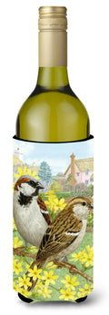 House Sparrows Wine Bottle Hugger Gift Sleeve for Standard 750 ml Bottles, Insulated Reusable Also Fits Mini Shot & Pint Bottles