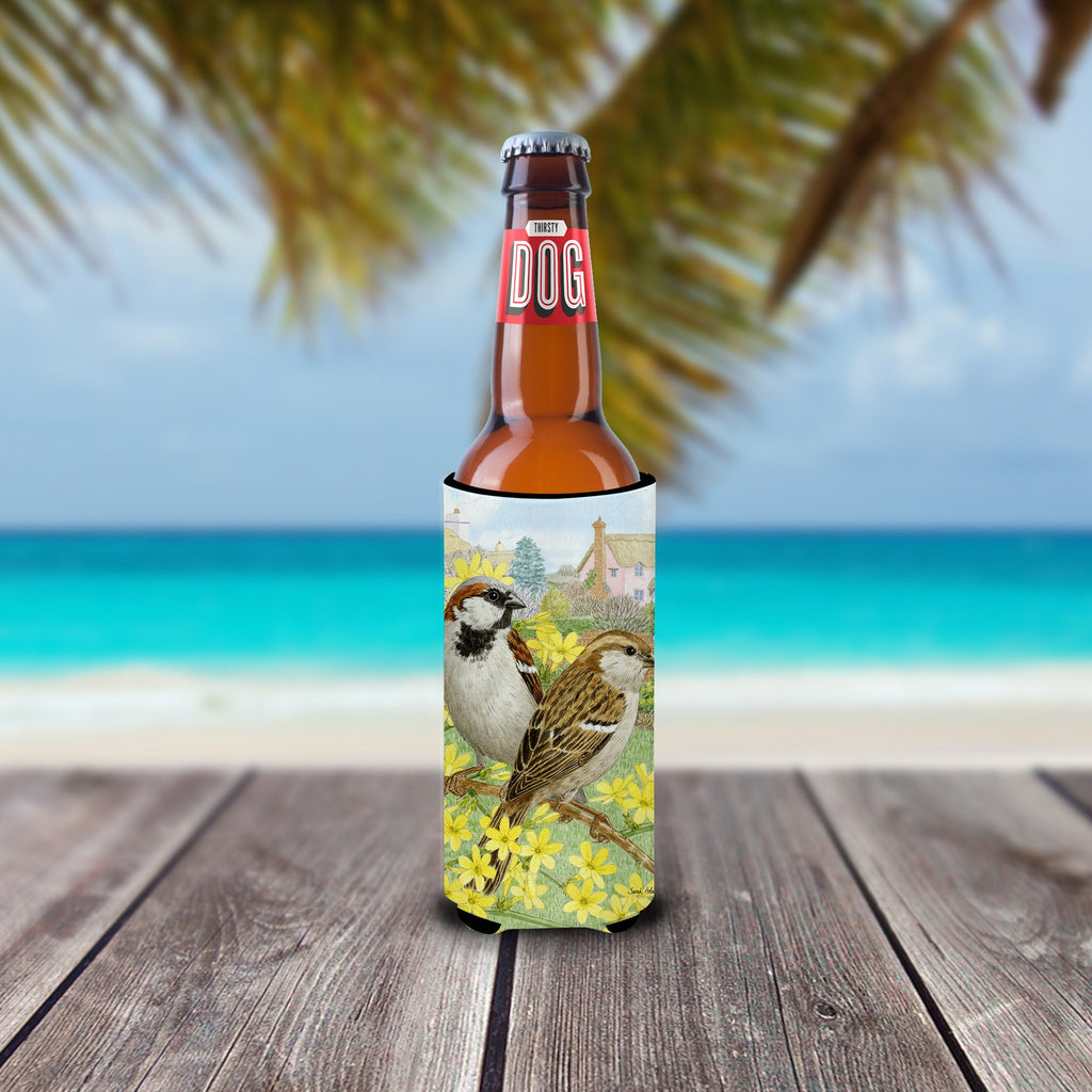 House Sparrows Slim Can Hugger , Insulated Foam Hugger for 12 oz Slim Cans, Beer Bottles & Water Bottles, Printed in USA