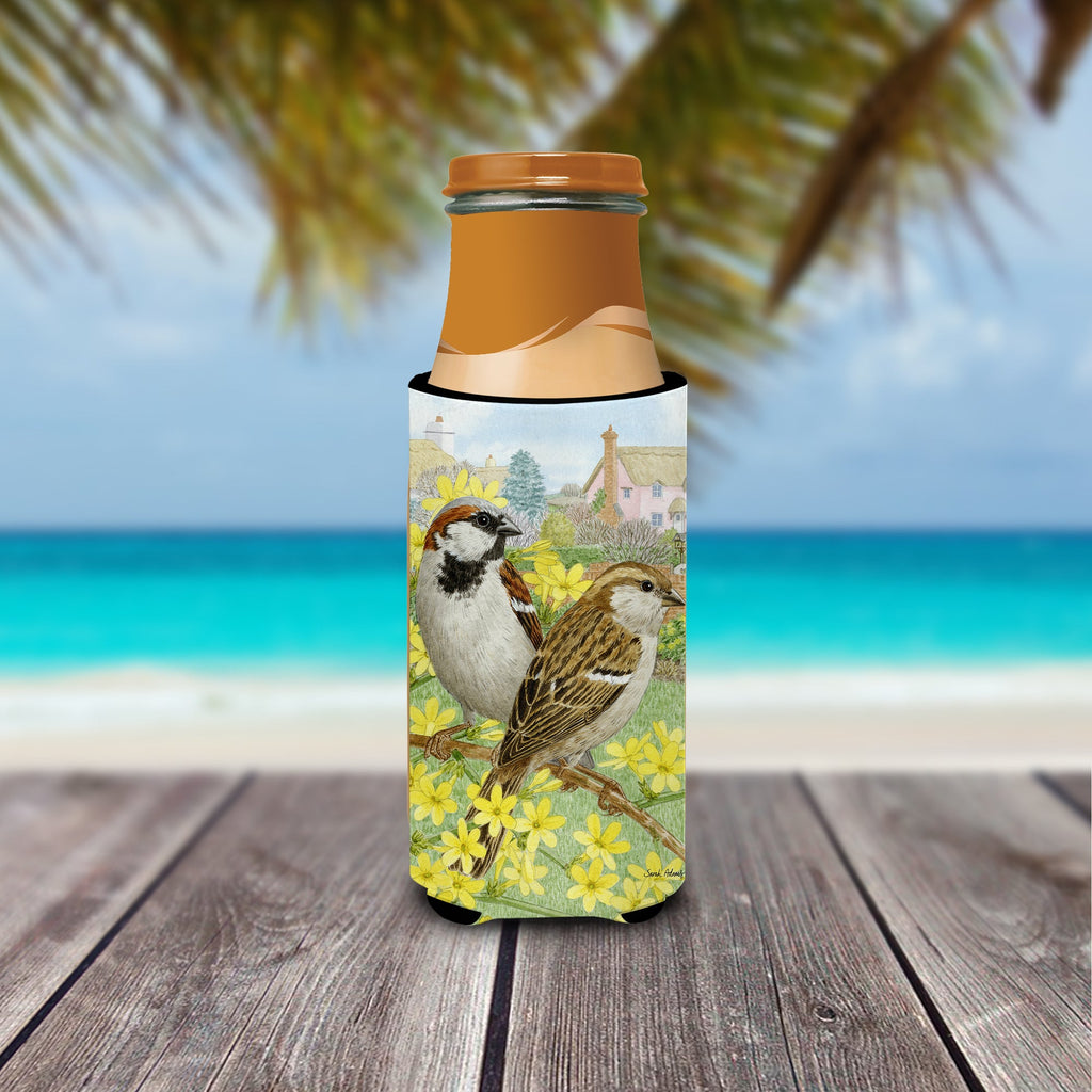 House Sparrows Slim Can Hugger , Insulated Foam Hugger for 12 oz Slim Cans, Beer Bottles & Water Bottles, Printed in USA