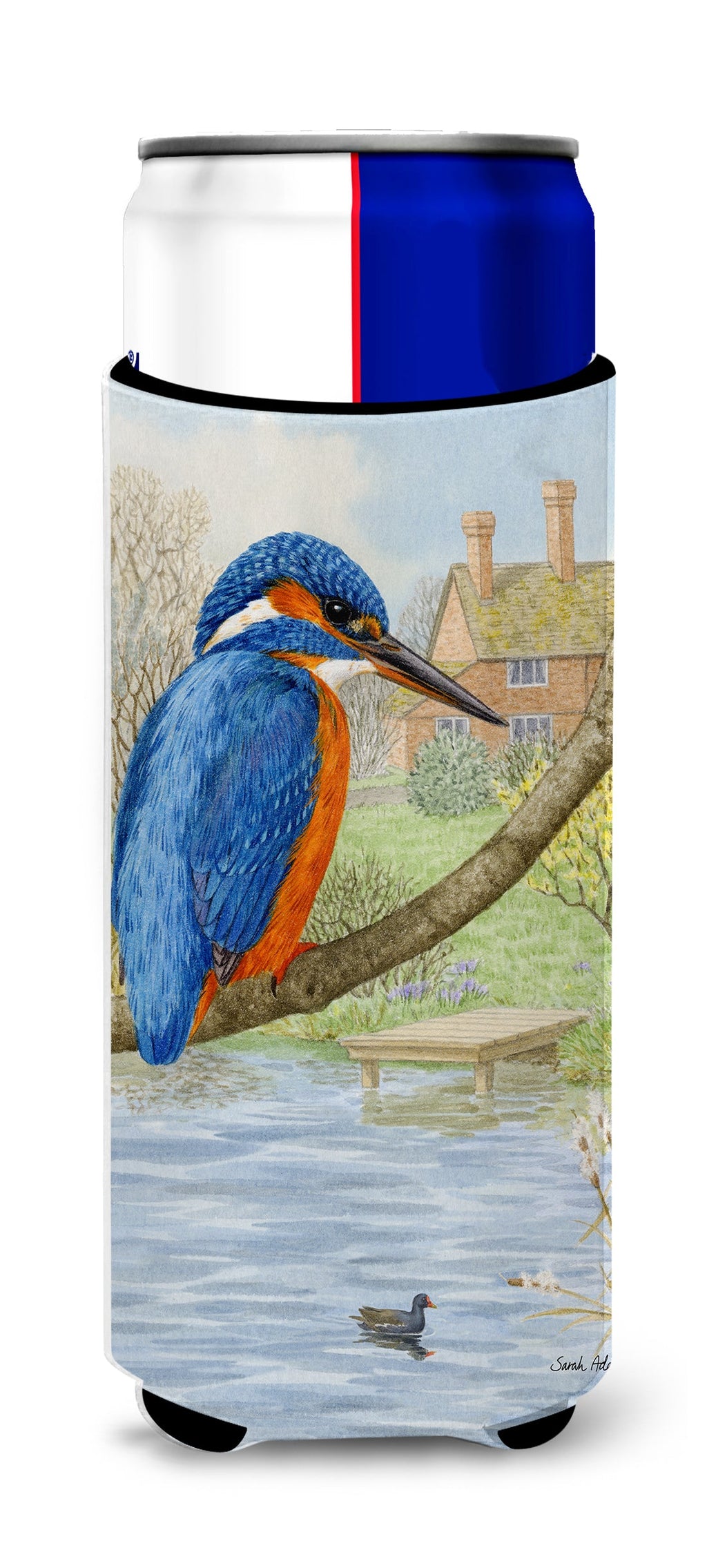Kingfisher Slim Can Hugger , Insulated Foam Hugger for 12 oz Slim Cans, Beer Bottles & Water Bottles, Printed in USA