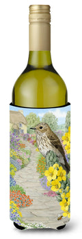 Spotted Flycatcher Wine Bottle Hugger Gift Sleeve for Standard 750 ml Bottles, Insulated Reusable Also Fits Mini Shot & Pint Bottles