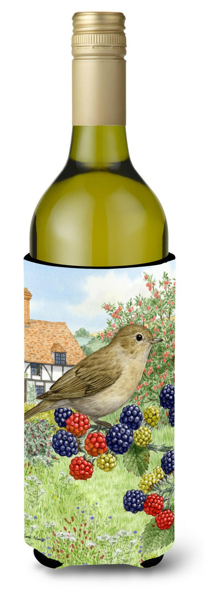 Garden Warbler Wine Bottle Hugger Gift Sleeve for Standard 750 ml Bottles, Insulated Reusable Also Fits Mini Shot & Pint Bottles