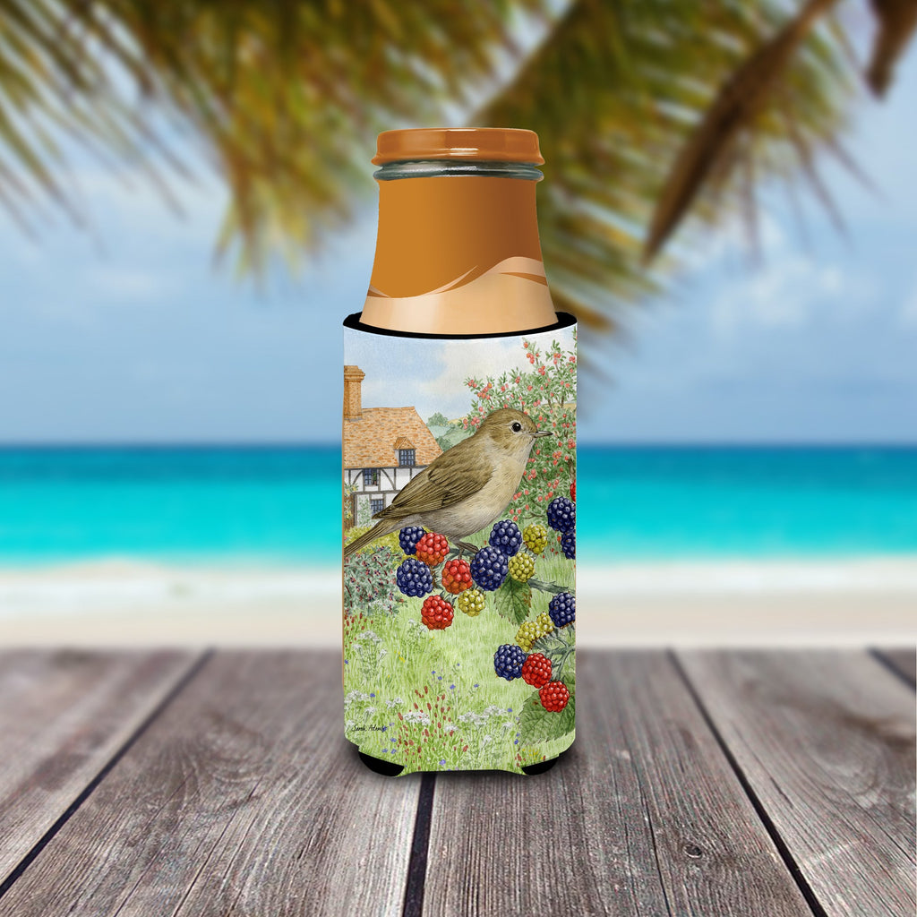 Garden Warbler Slim Can Hugger , Insulated Foam Hugger for 12 oz Slim Cans, Beer Bottles & Water Bottles, Printed in USA