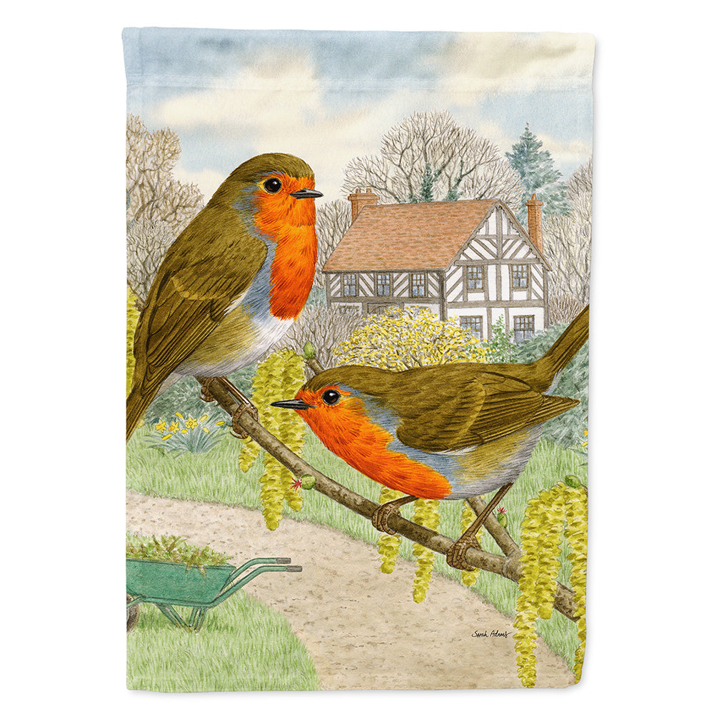 European Robins House Flag 28x40 Porch Sleeve Pole Decorative Outside Yard Banner Artwork Wall Hanging, Polyester