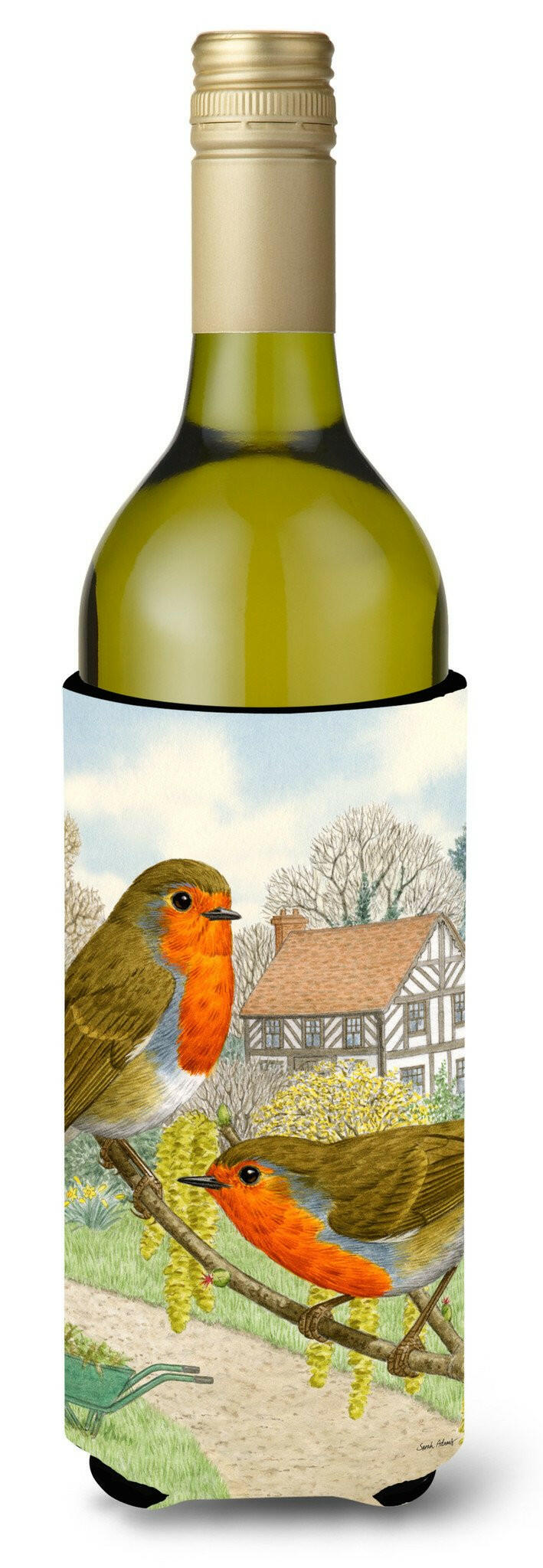 European Robins Wine Bottle Hugger Gift Sleeve for Standard 750 ml Bottles, Insulated Reusable Also Fits Mini Shot & Pint Bottles