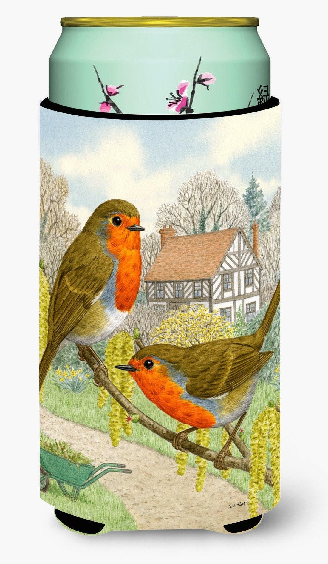 European Robins Tall Boy Hugger Can Cooler Sleeve Machine Washable Drink Collapsible Insulator Beverage Insulated Holder