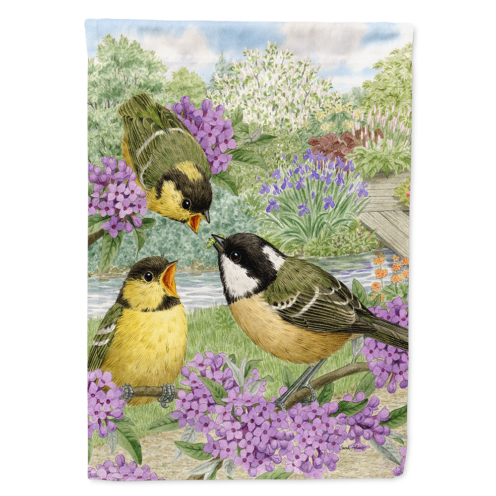 Coal Tits House Flag 28x40 Porch Sleeve Pole Decorative Outside Yard Banner Artwork Wall Hanging, Polyester