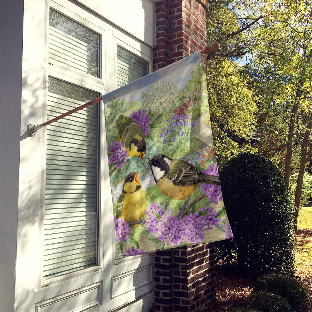 Coal Tits House Flag 28x40 Porch Sleeve Pole Decorative Outside Yard Banner Artwork Wall Hanging, Polyester