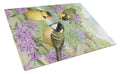 Coal Tits Cutting Board Tempered Glass Kitchen Cutting Surface, Heat Resistant Chopping, Non-Slip Feet, Food Prep & Serving