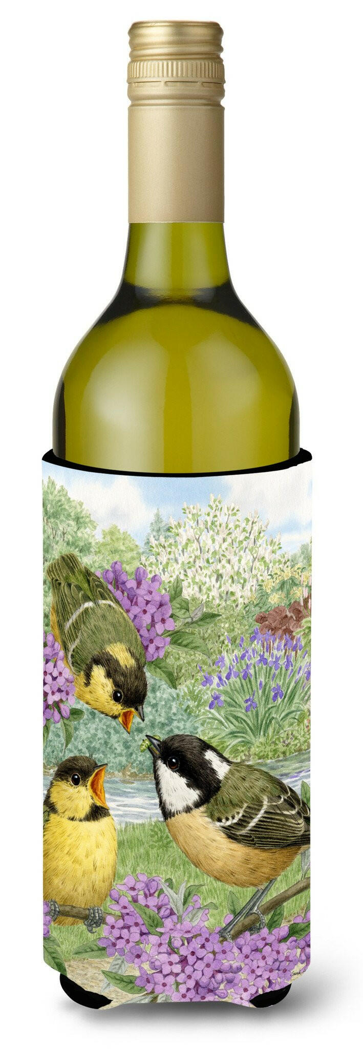 Coal Tits Wine Bottle Hugger Gift Sleeve for Standard 750 ml Bottles, Insulated Reusable Also Fits Mini Shot & Pint Bottles