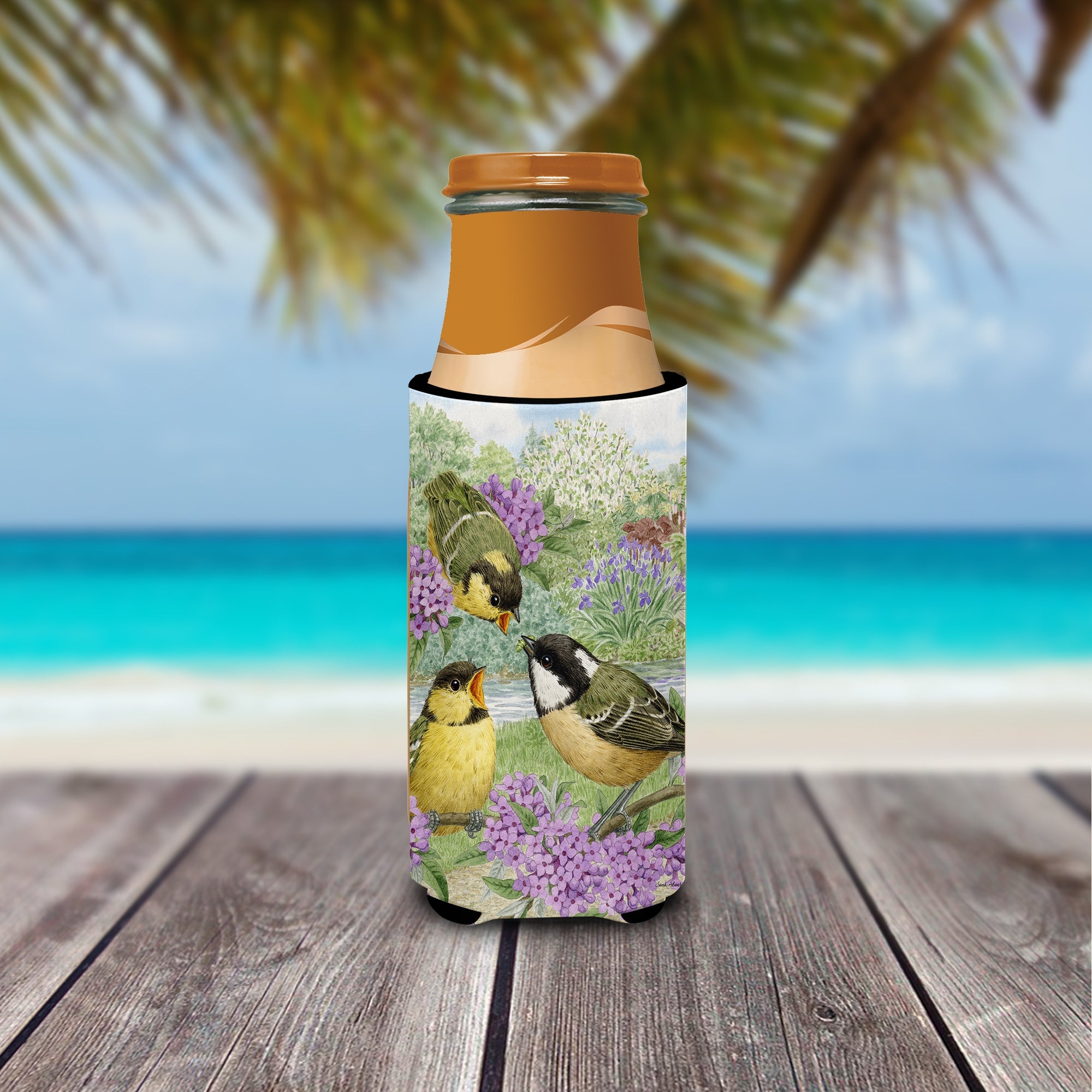 Coal Tits Slim Can Hugger , Insulated Foam Hugger for 12 oz Slim Cans, Beer Bottles & Water Bottles, Printed in USA