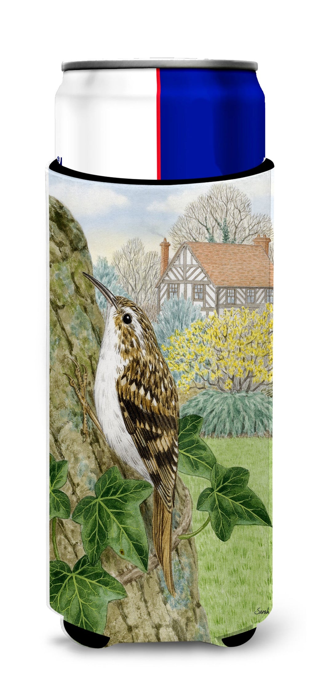 Treecreeper Slim Can Hugger , Insulated Foam Hugger for 12 oz Slim Cans, Beer Bottles & Water Bottles, Printed in USA