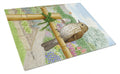Spotted Flycatcher Cutting Board Tempered Glass Kitchen Cutting Surface, Heat Resistant Chopping, Non-Slip Feet, Food Prep & Serving
