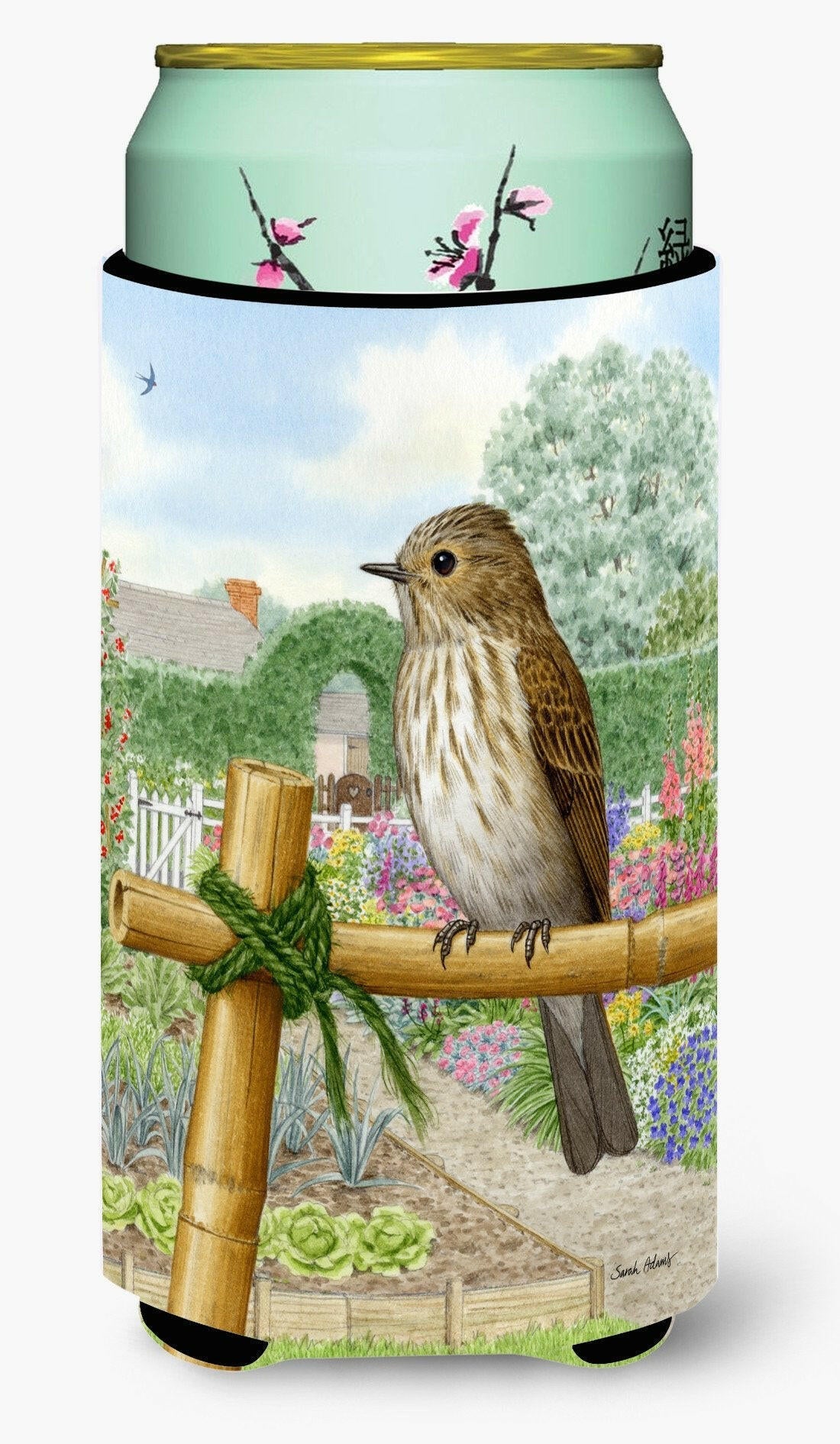 Spotted Flycatcher Tall Boy Hugger Can Cooler Sleeve Machine Washable Drink Collapsible Insulator Beverage Insulated Holder